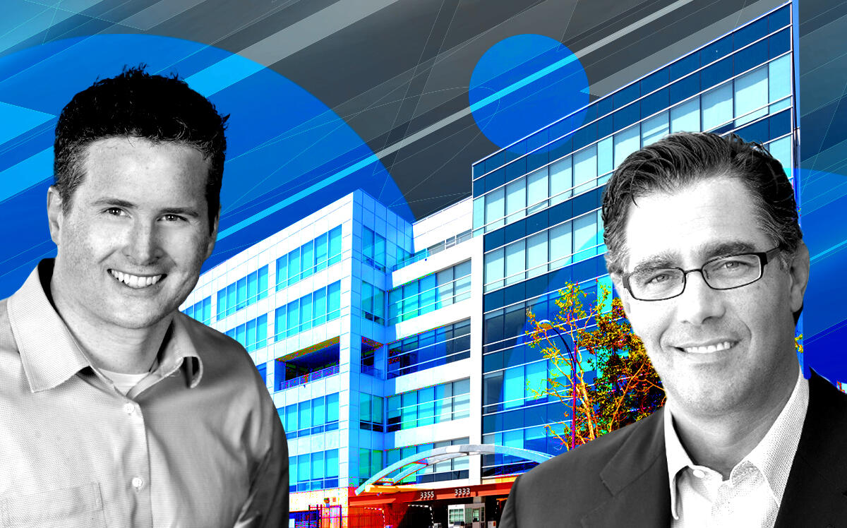From left: Hasbro's Chris Cocks and Worthe Real Estate Group's with 333 West Empire Avenue (Hasbro, The Ocean Avenue Project, Loopnet, Getty)