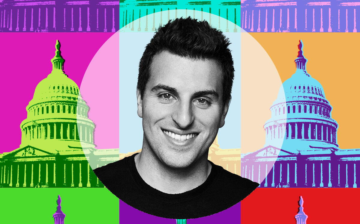 Airbnb CEO Brian Chesky (LinkedIn, Illustration by The Real Deal with Getty)