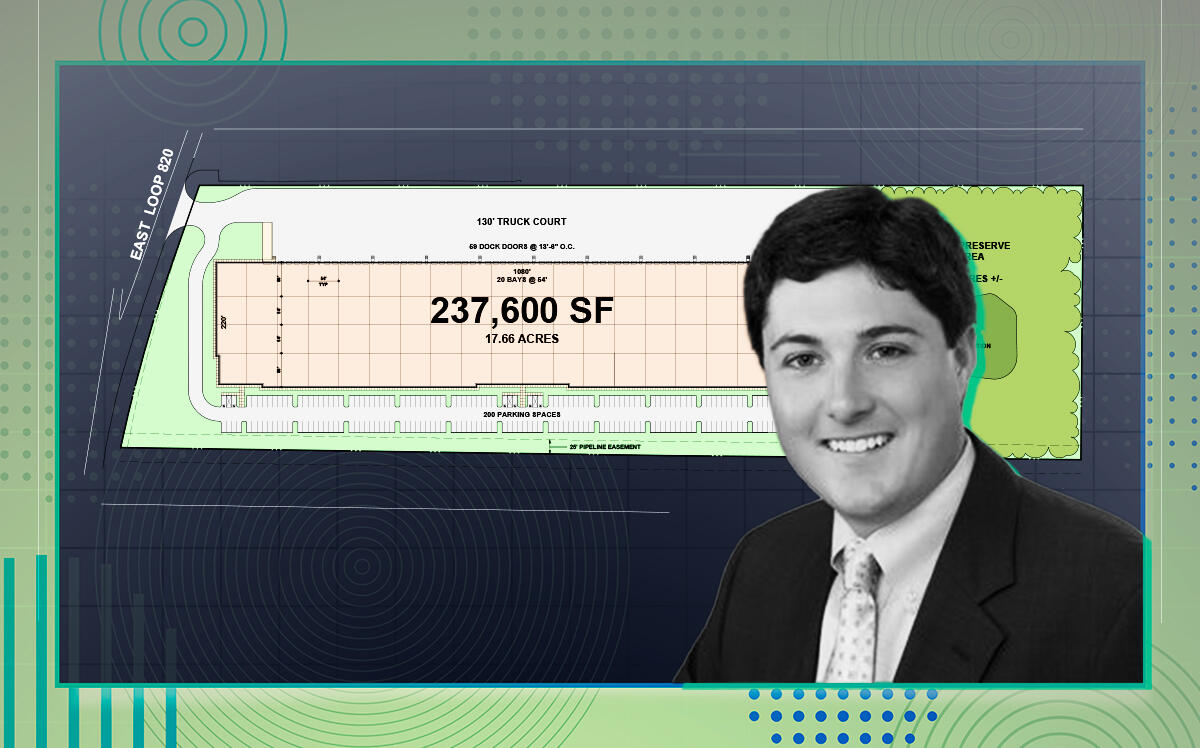 Falcon Commercial's Ben Newelland a rendering of Oak Creek Distribution Center Fort Worth (LinkedIn, Falcon Commercial, Getty)