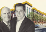 Toll Brothers' Douglas Yearley and Hearthstone's Mark Porath with rendering of 1175 Aster Avenue (Toll Brothers, Hearthstone, Studio T Square)