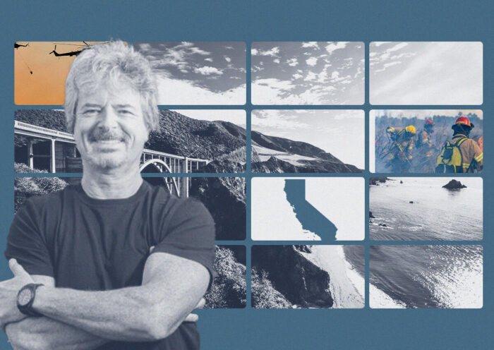 Fire Adapted Community Coordinator Reyner Marx with Big Sur (Illustration by The Real Deal with Getty)