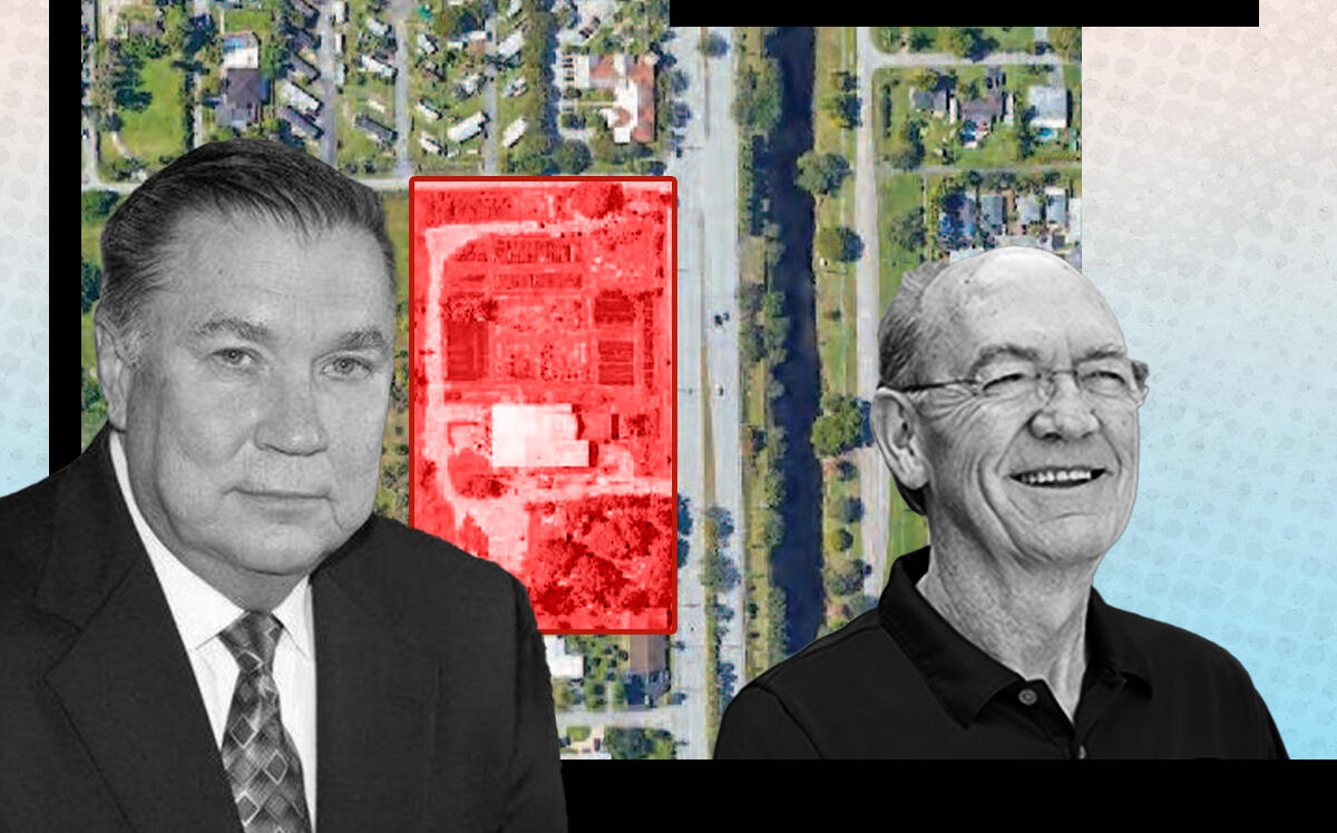 D.R. Horton's president and ceo David Auld and D.R. Horton's founder and chairman Donald R. Horton with the plot of land (D.R. Horton, Town of Davie Planning &amp; Zoning)