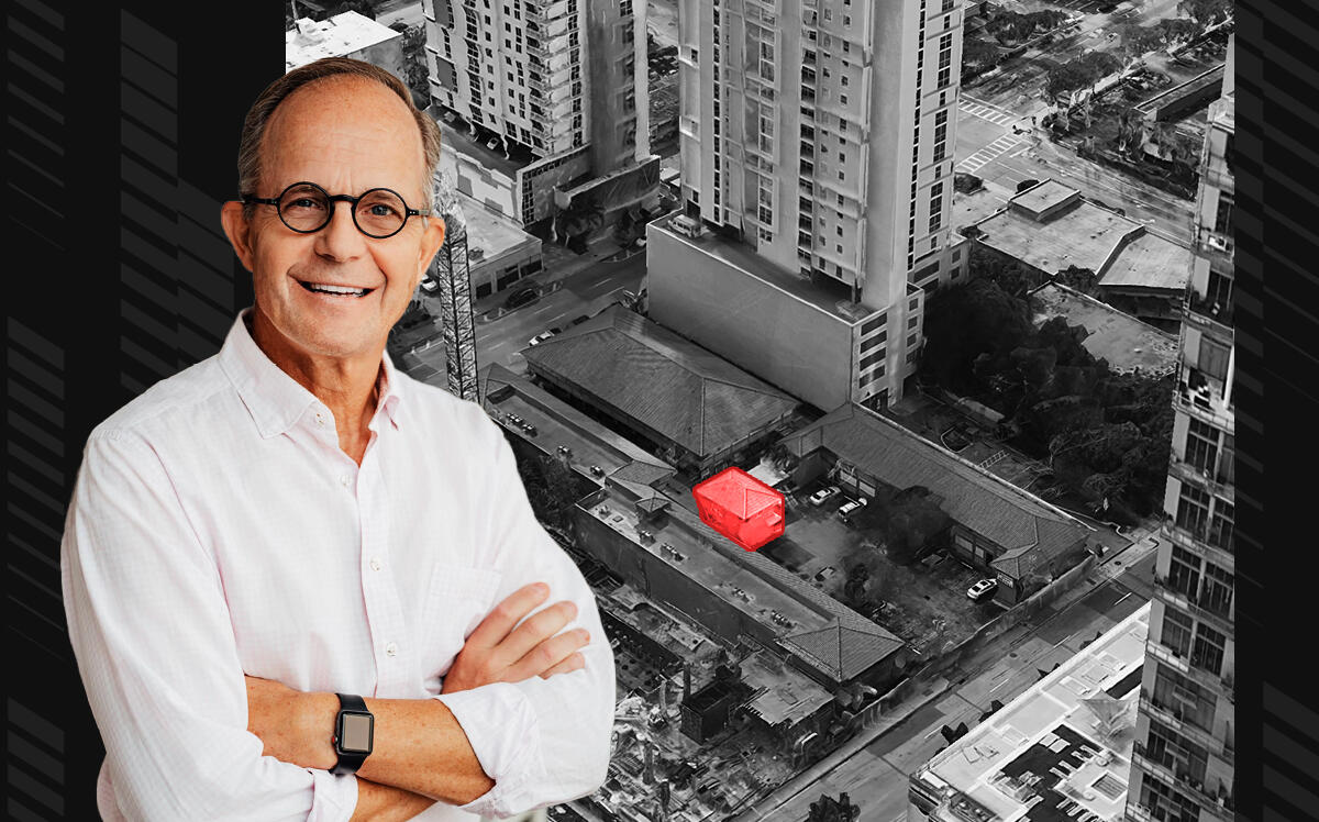 Focus’ Tim Anderson and the purchased development site at 128 Southwest Seventh Street in Miami’s Brickell neighborhood (Work with Focus, Google Maps)