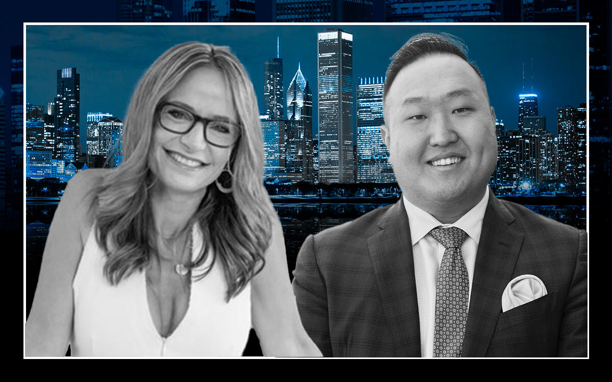 Compass' Melanie Giglio-Vakos and Keller Williams' Tommy Choi (Chicago Realtor, Compass, Getty)