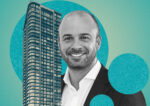 Aria's David Arditi with rendering of 501 Residences (Aria Development Group, Getty)