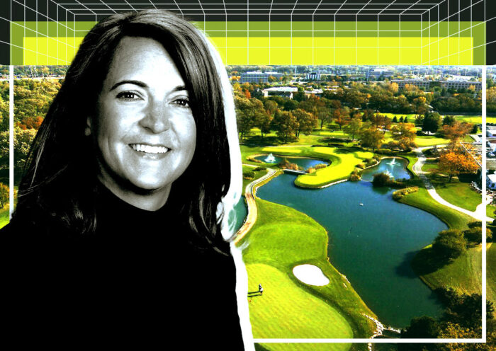 Northbrook Village President Kathryn L. Ciesla and the Green Acres Country Club on Dundee Road (Getty, Colliers International, Village of Northbrook)