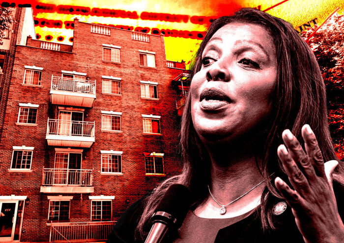 Attorney General of New York Letitia James and 345 Ovington Avenue in Brooklyn (Getty, Google Maps)