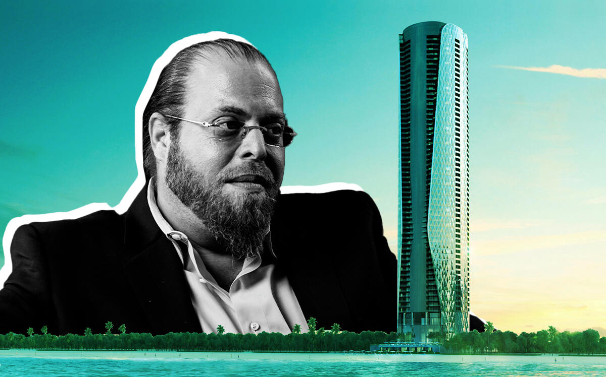 Gil Dezer and a rendering of the Bentley Residences (Dezer via Sonya Revell, Bentley Residences Miami)