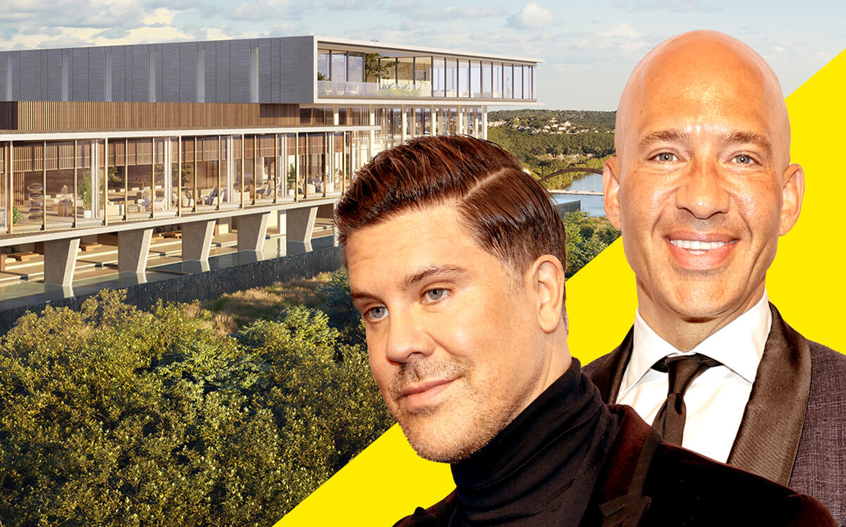 Fredrik Eklund and John Gomes with the Four Seasons Private Residences Lake Austin (Getty, Rendering by DBOX for Austin Capital Partners)