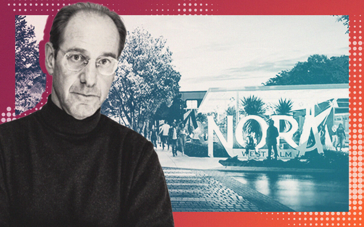 BD Hotels' Richard Born with rendering of planned Nora district (Richard Born by Studio Scrivo, NDT, Getty)