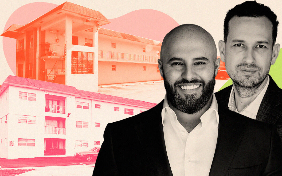 Self-proclaimed “King of Miami Real Estate” Jalal Abuimweis and Elan Capital's Andres Duarte with 2605 and 2561 Northwest 135th Street (Jalal Abuimweis, Elan Capital, Getty)