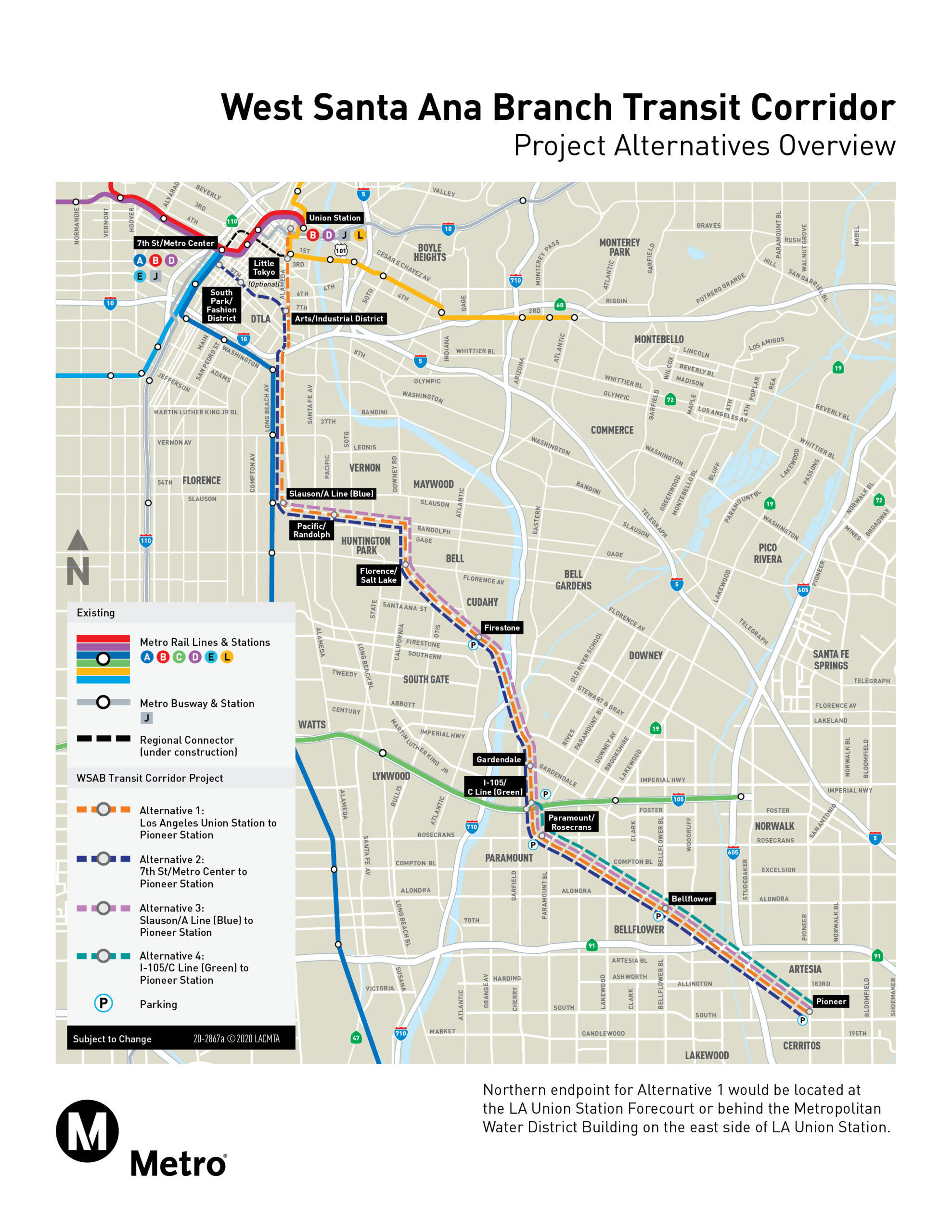 Map of future West Santa Ana Branch Corridor (Metro)