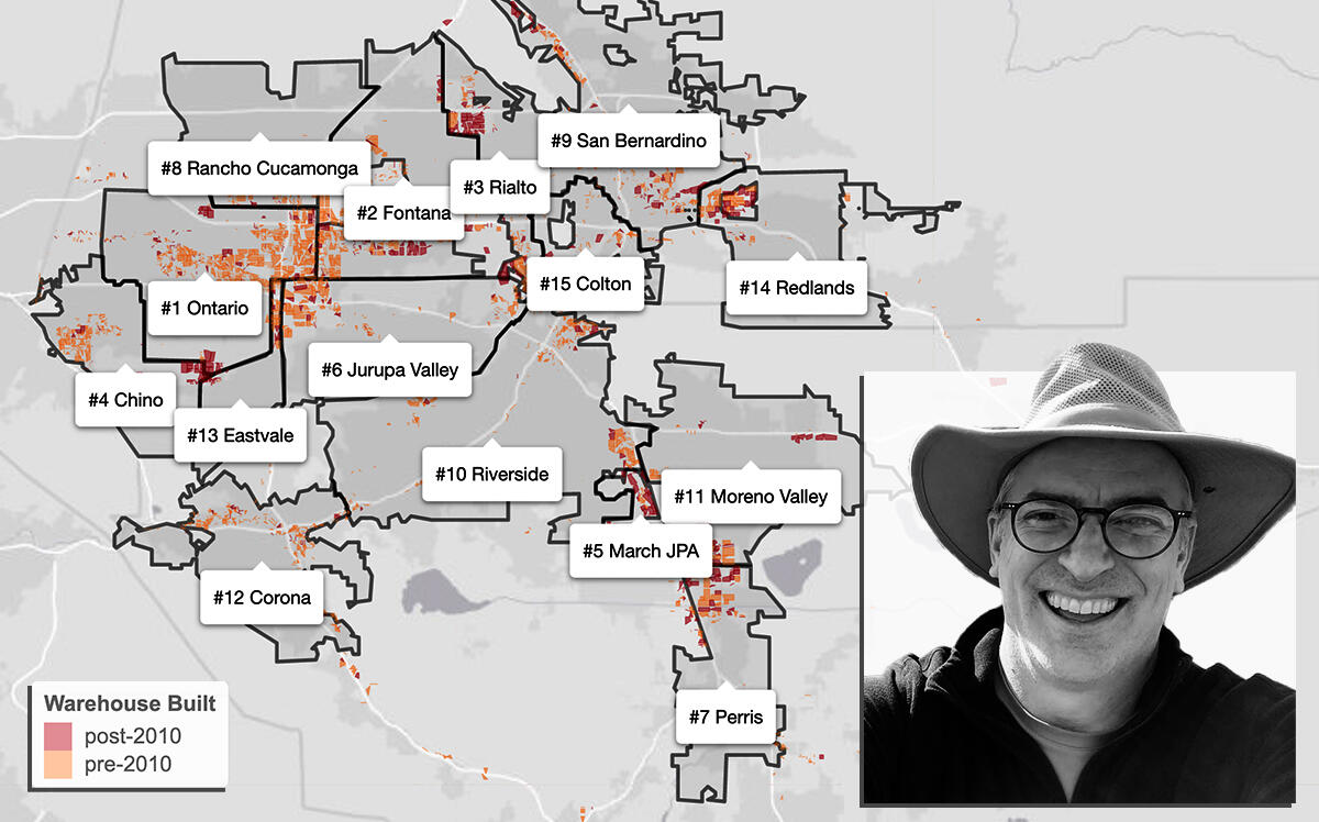 Radical Research's founder Mike McCarthy and a map of the warehouses (Radical Research)
