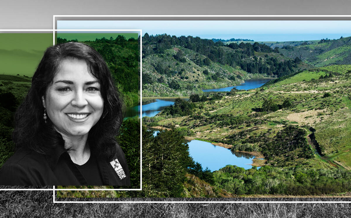 Midpen general manager Ana María Ruiz and the Cloverdale Ranch in San Mateo County (OpenSpace.org)