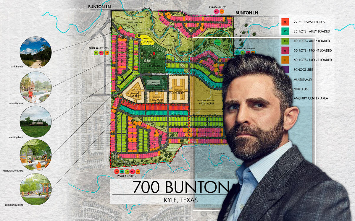Rastegar Properties CEO Ari Rastegar and renderings of plans for the 700 Bunton community (Twitter/@arirastegar, Rastegar)