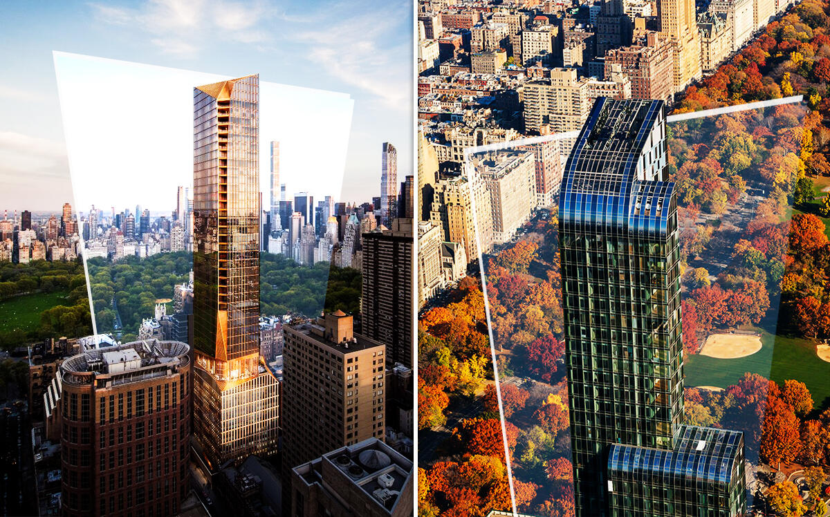 50 West 66th Street and the One57 building at 157 West 57th Street (Extell Development, One57)