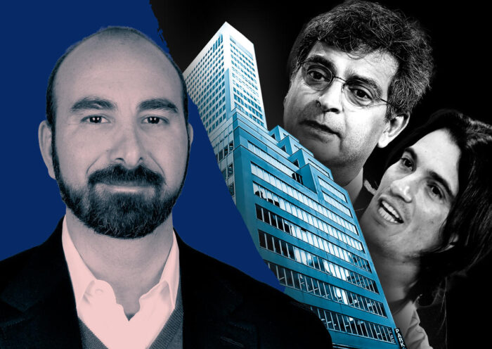 Alex Sapir, WeWork CEO Sandeep Mathrani, Adam Neumann and 261 Madison Avenue (Getty, 261 Madison Avenue via Sapir Organization)