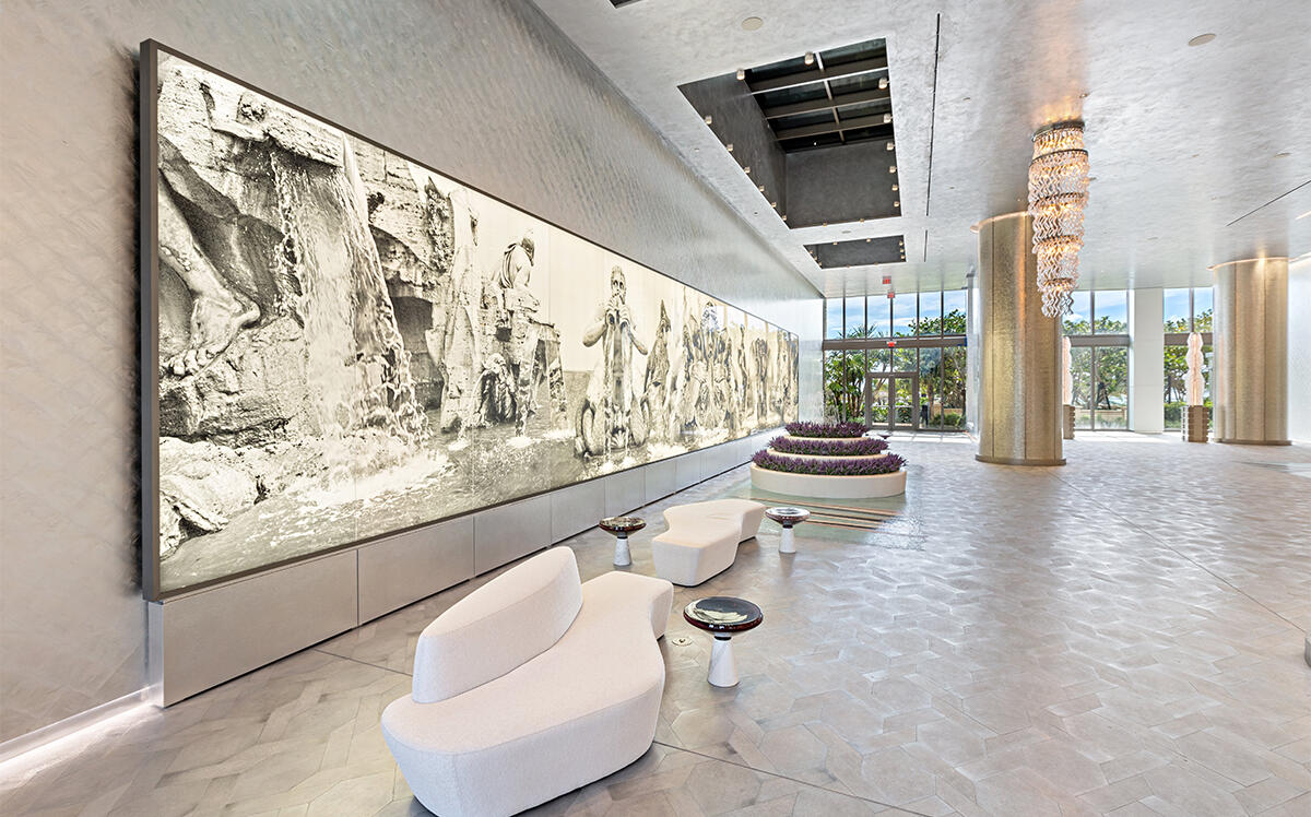 Estates at Acqualina’s south tower lobby designed by the late Karl Lagerfeld