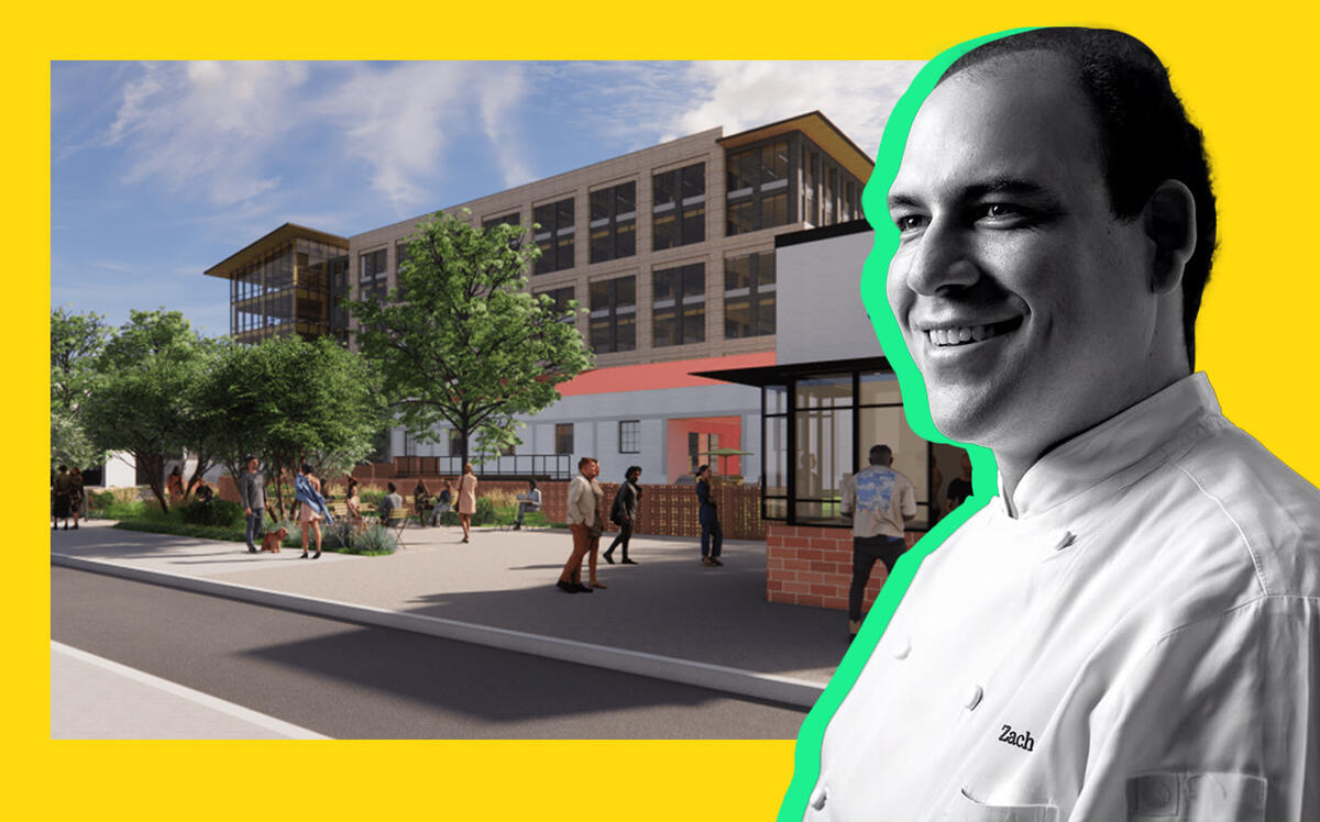 Chef Zach Garza and a rendering of the food hall (Facebook, Make Ready)