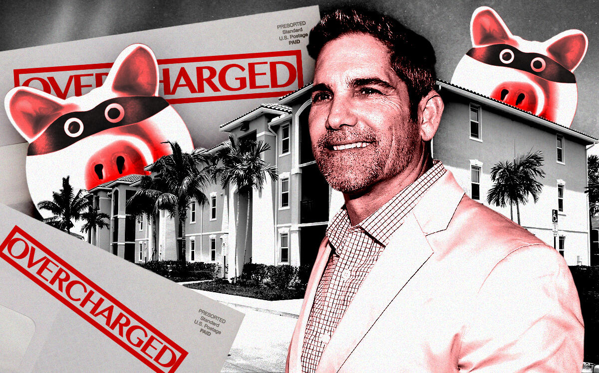 A photo illustration of Grant Cardone and 9855 Herons Nest Court in Lake Worth (Getty, RPM Living)