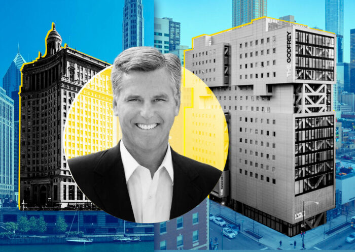 Oxford Capital Group's John Rutledge with LondonHouse Chicago at 85 East Wacker Drive and The Godfrey Chicago at 127 West Huron Street (Loopnet, TripAdvisor, Chicago Association of Realtors)