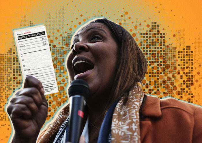 Attorney General Letitia James and a violation ticket