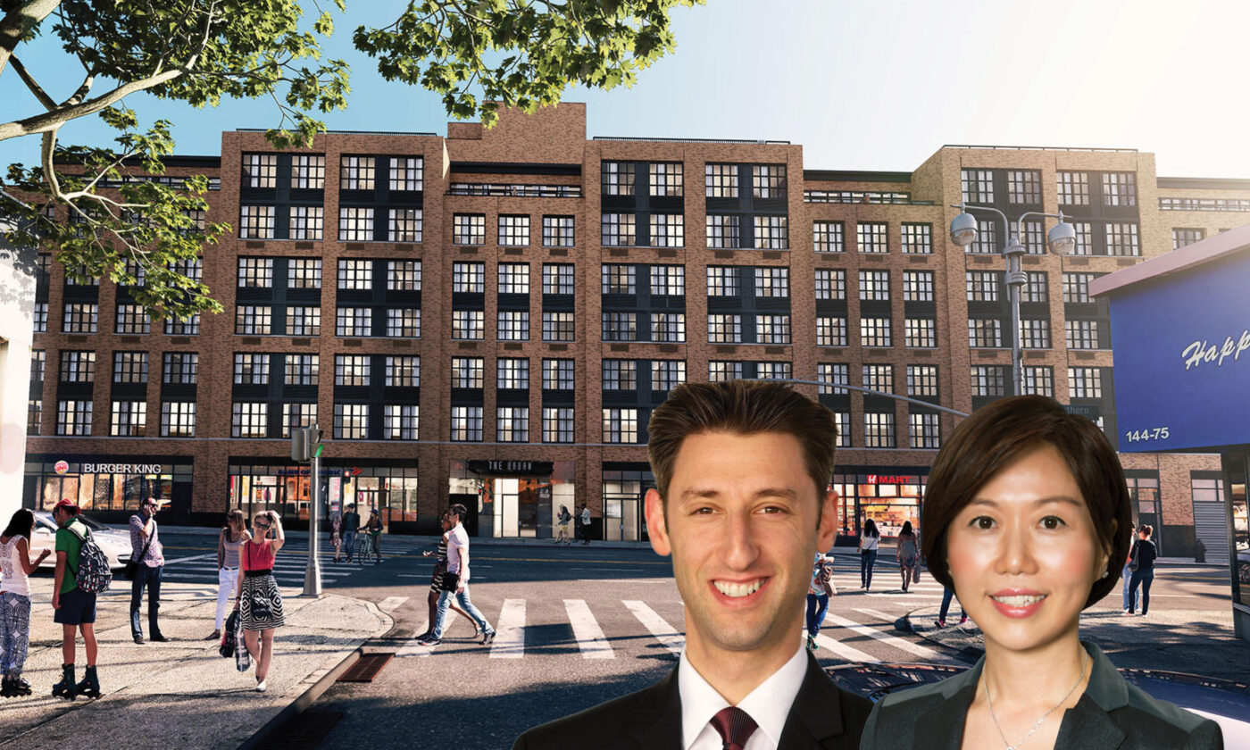 <p>Pictured: Dave Brickman, Partner, Skyview Companies and Helen Hwang, Senior Executive Managing Director of Meridian’s Institutional Investment Sales group, and The Urban in Flushing, Queens</p>
