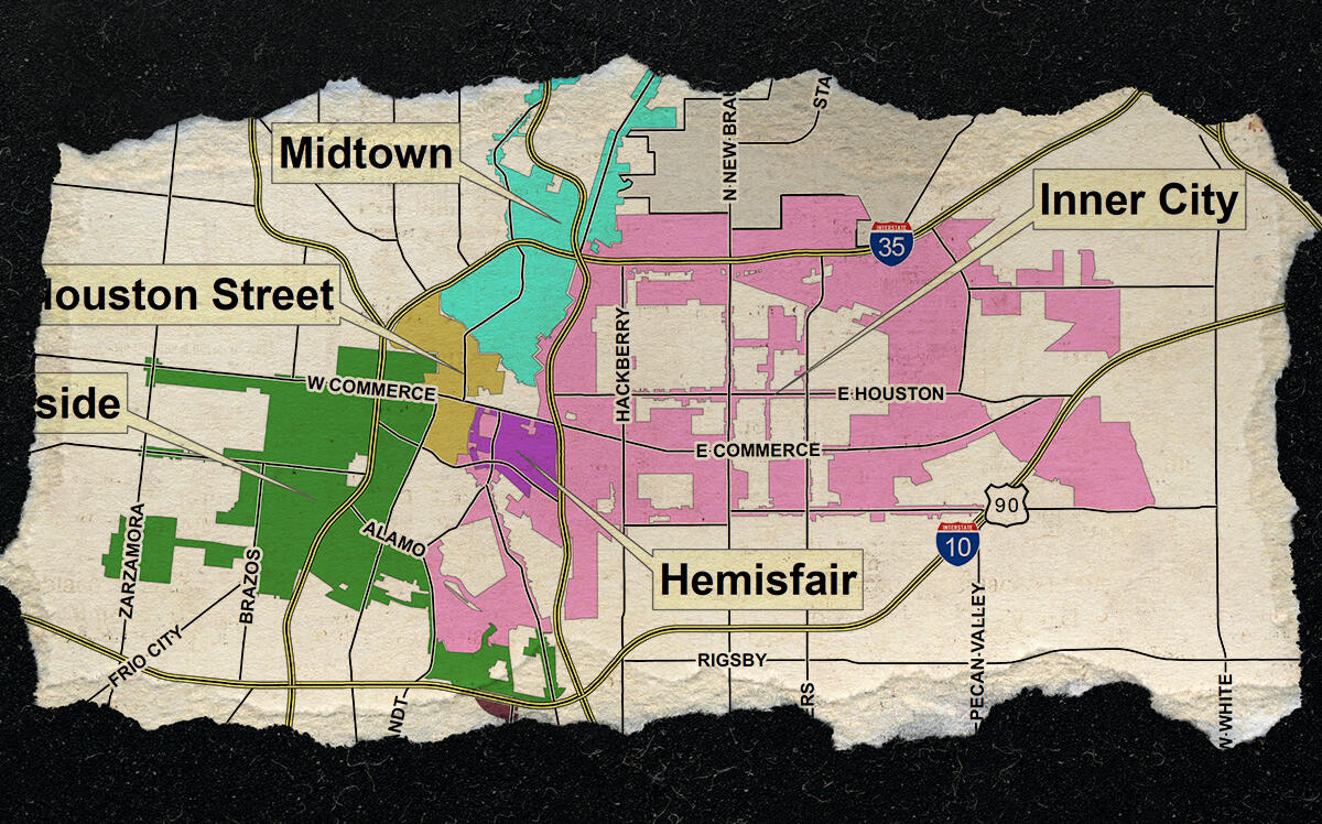 TIRZ map showing the Inner city in pink (City of San Antonio, Getty)