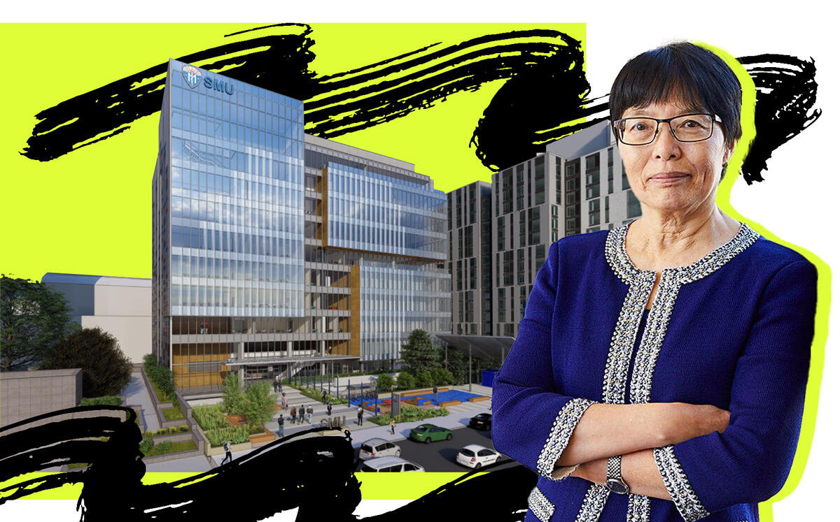 Samuel Merritt University’s Dr. Ching-Hua Wang and a rendering of 520 11th Street in Oakland