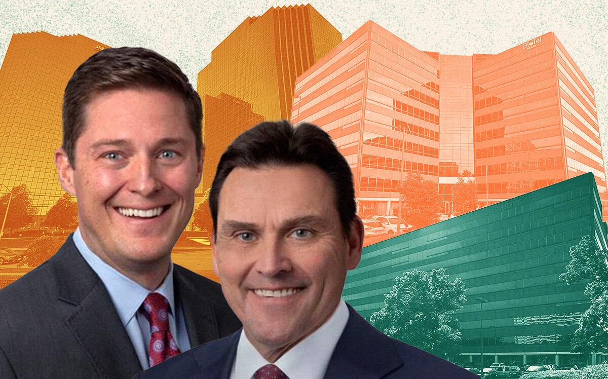 Cushman & Wakefield’s Dan Deuter and Paul Lundstedt with 1400 and 1450 American Lane; 10255 and 10275 Higgins Road