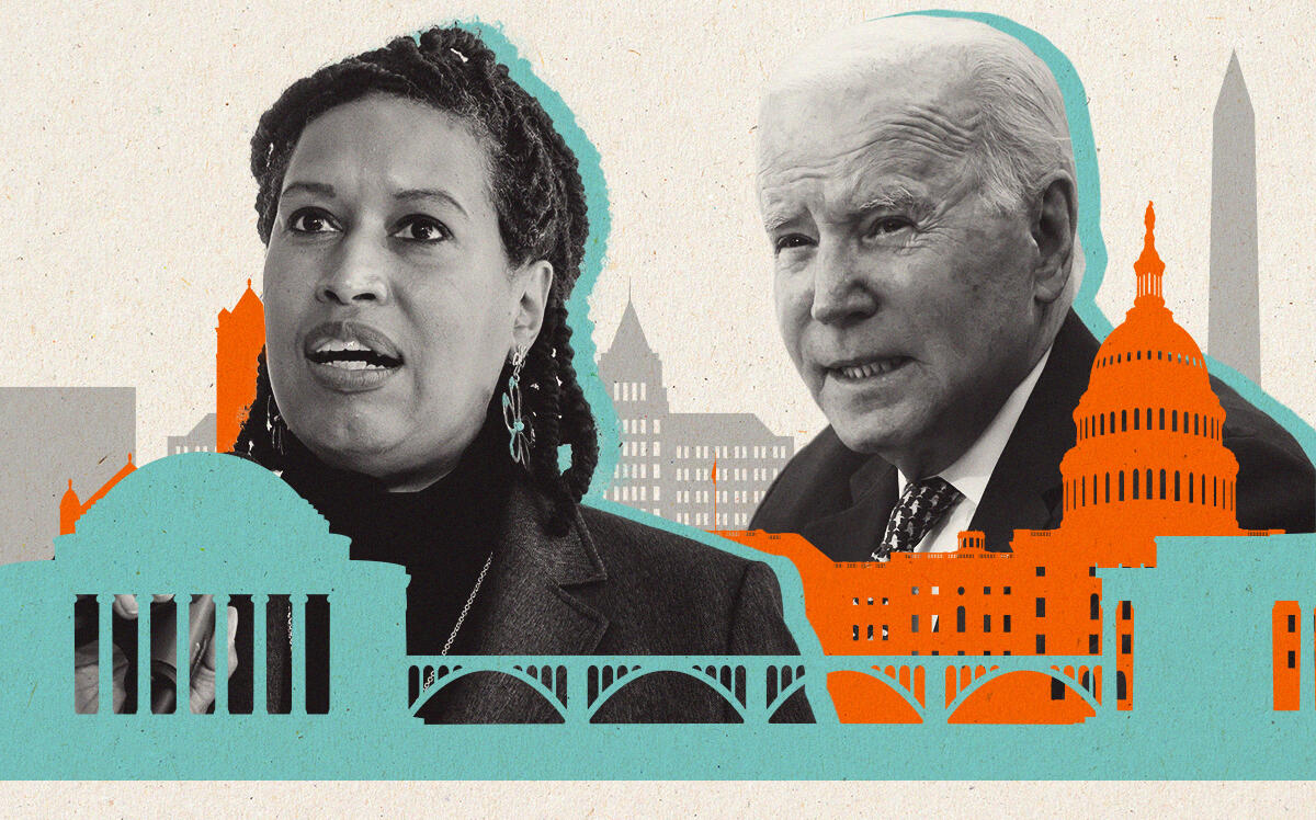 Washington, D.C. Mayor Muriel Bowser and President Joe Biden (Illustration by The Real Deal with Getty)