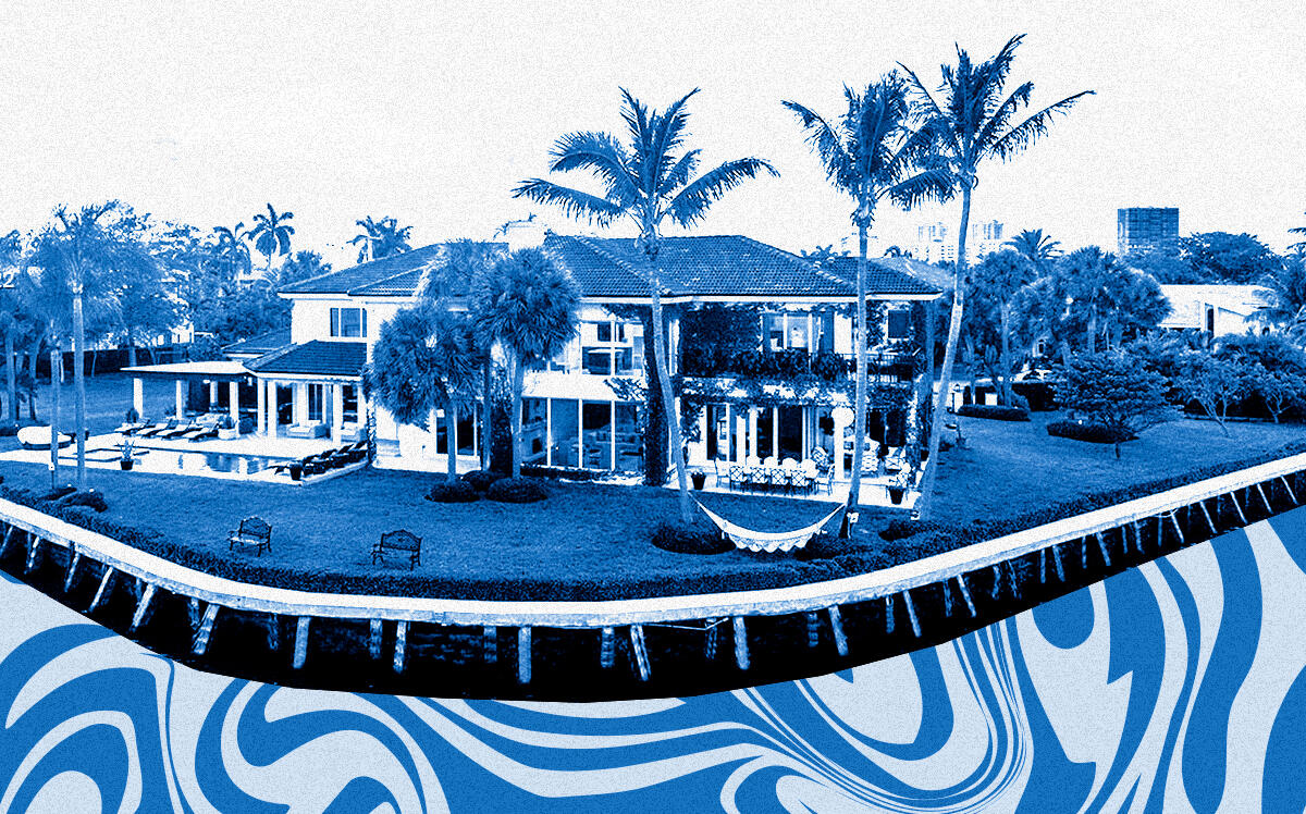A photo illustration of 101 Holiday Drive in Hallandale Beach (Getty, Compass Real Estate, Google Maps)