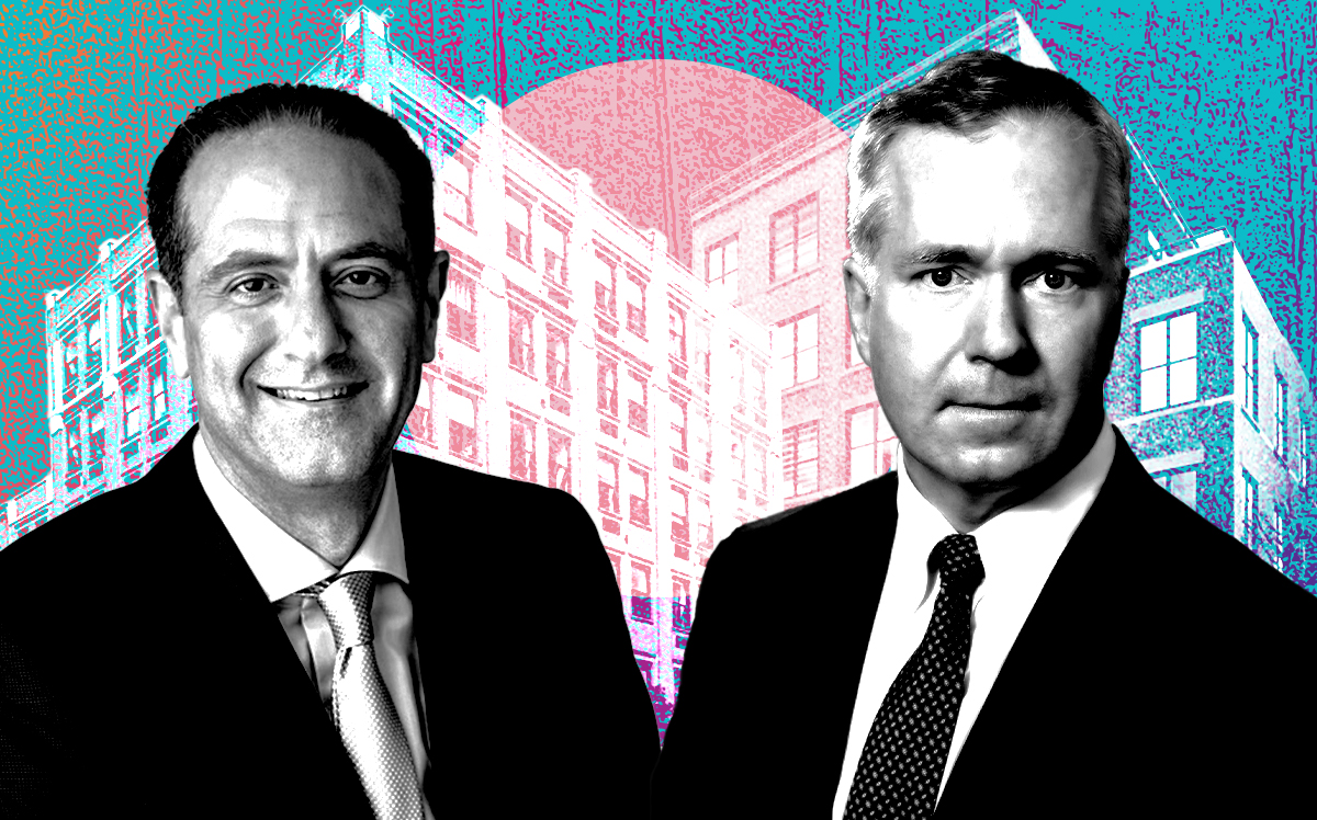 From left: MetLife's Michel A. Khalaf and Clarion's David Gilbert along with with 44 Berry Street and 139 North 10th Street in Williamsburg (Getty, LoopNet, Clarion, MetLife)