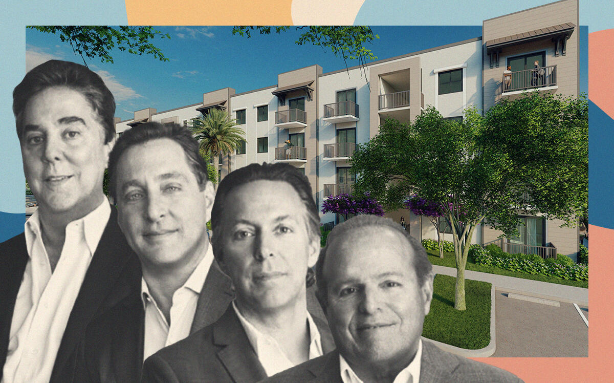 Coral Rock Development Group’s Stephen Blumenthal, David Brown, Victor Brown and Michael Wohl with rendering of Card Sound Key Apartments