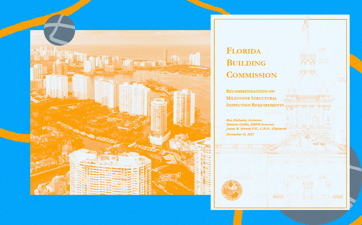 Aerial view of South Florida along with the new report by the Florida Building Commission