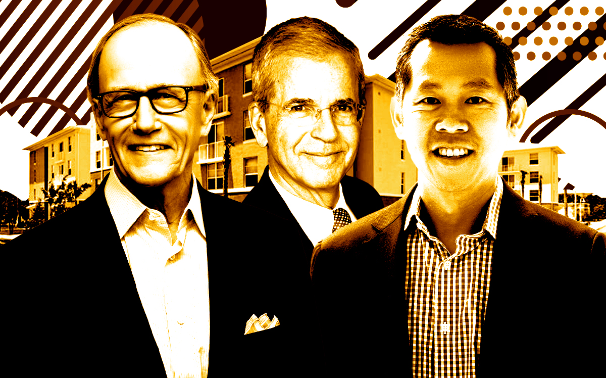 From left: McDowell Housing Partners' W. Patrick McDowell and Kenneth Lee; Miami Jewish Health's Jeffrey Freimark; Douglas Gardens Health and Senior Living in Pembroke Pines (Getty, McDowell Housing Partners, Miami Jewish Health, /REP|R|TWÄR/)