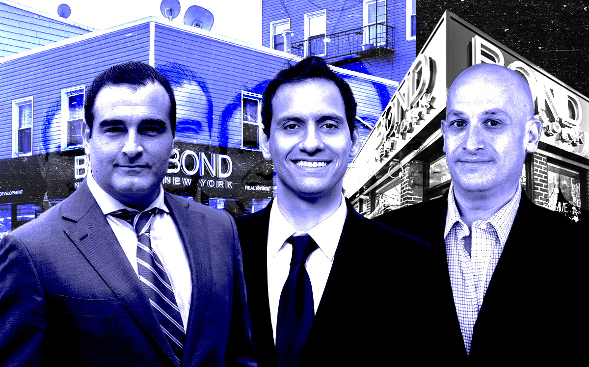 BOND co-founders Noah Freedman and Bruno Ricciotti, and Walter Steffen, along with the Bond New York office at office on the corner of Lorimer Street and Richardson Street (Getty, Bond New York)