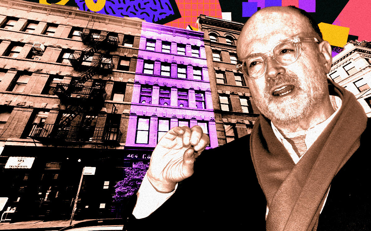 A photo illustration of Mickey Drexler and 464 Greenwich Street (Getty, Google Maps)