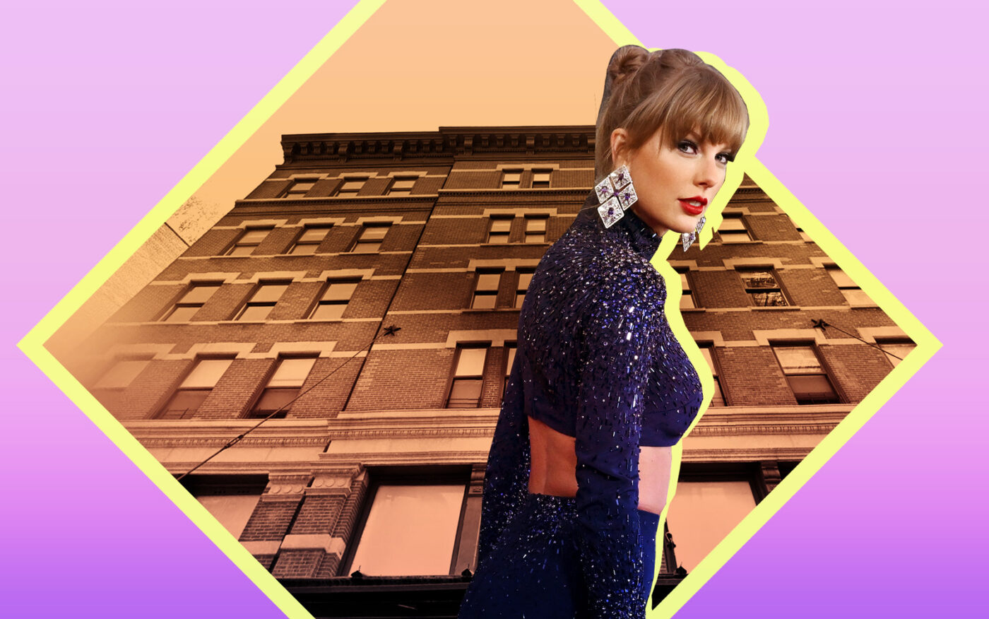 Taylor Swift and the Sugar Loaf building in Tribeca