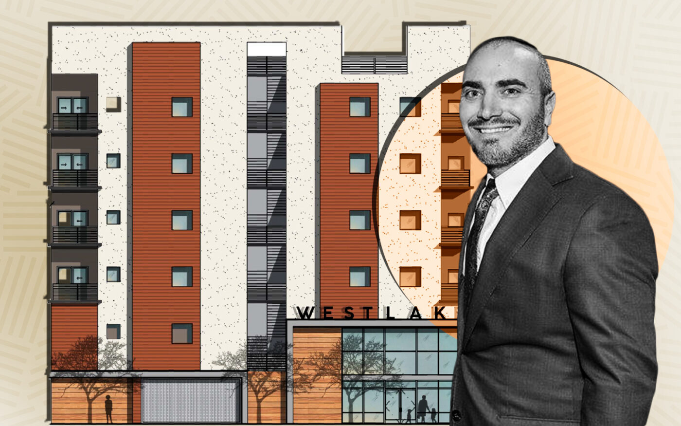 Westland Real Estate Group's Yanki Greenspan with plans for a six-story apartment complex in Central L.A.’s Westlake neighborhood