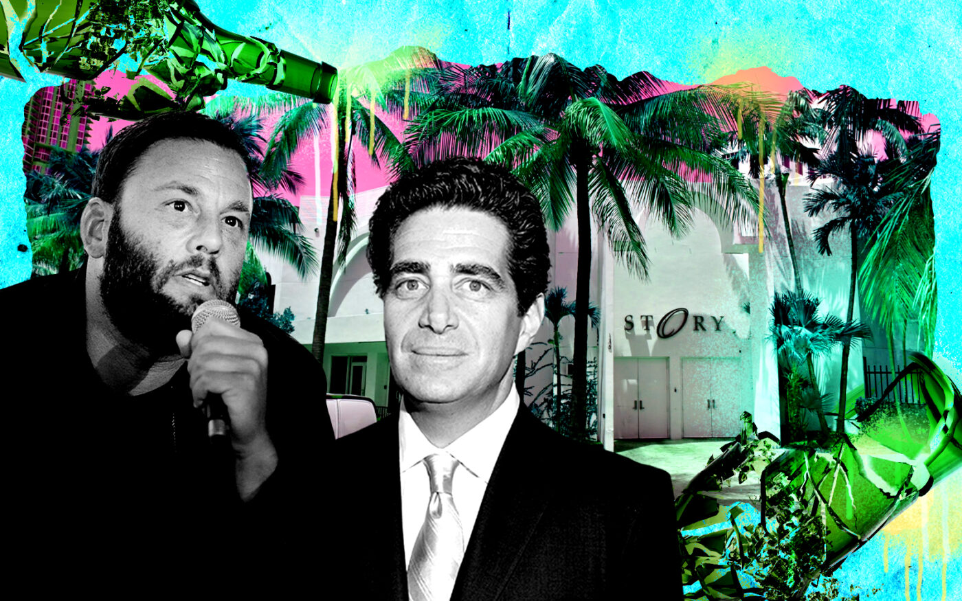 From left: Groot Hospitality's David Grutman and Fontainebleau Development's Jeffrey Soffer with 124-136 Collins Avenue