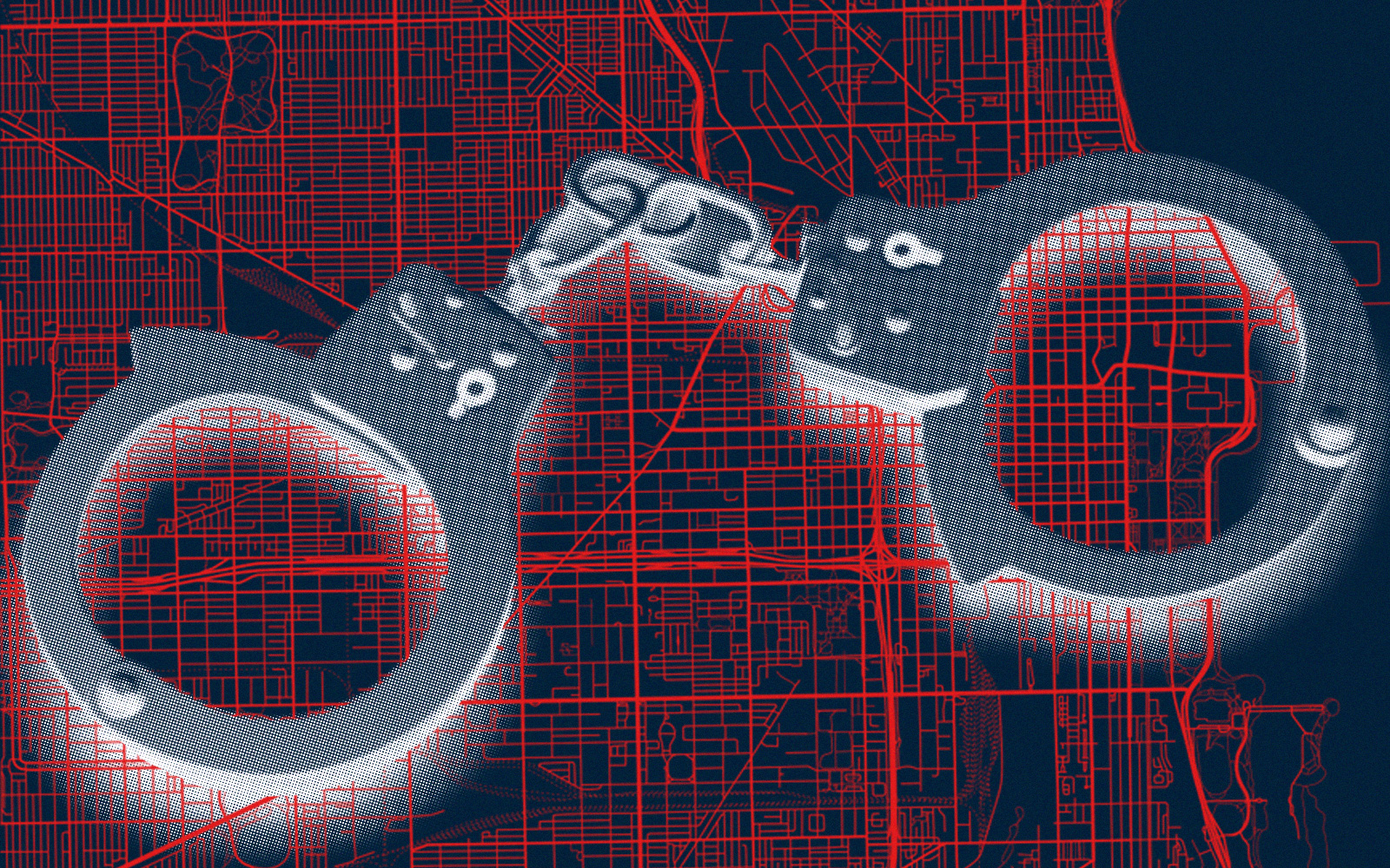 handcuff over Chicago map