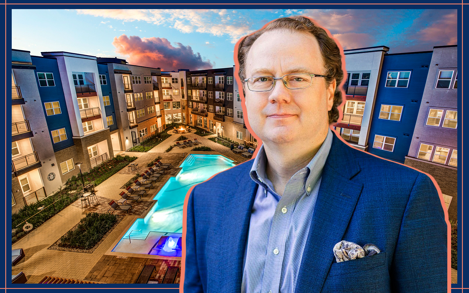 Treeline Multifamily Partners' Tim Hartwig and the Henley Riverside apartment building in southeast Austin