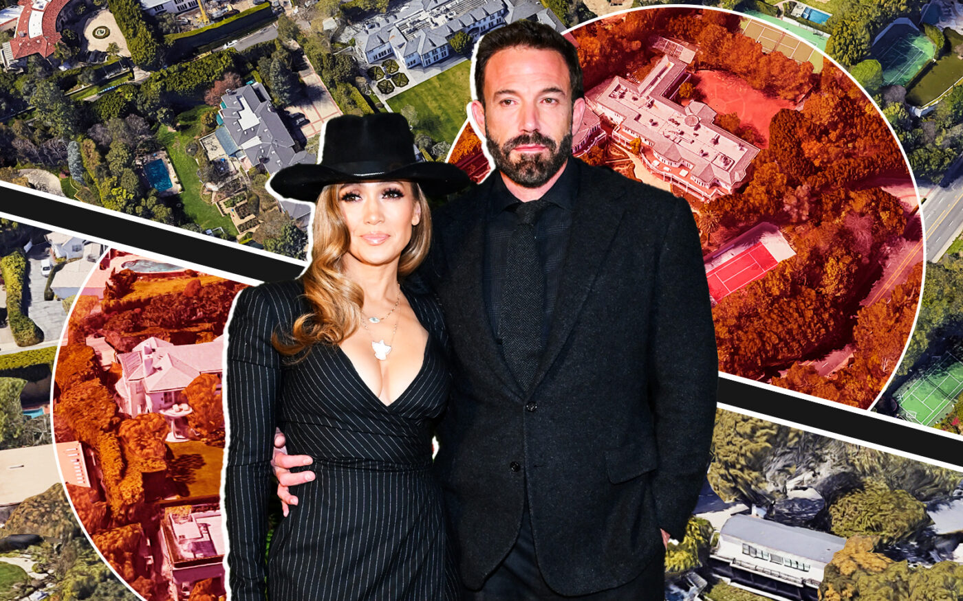 Jennifer Lopez and Ben Affleck with 10250 West Sunset Boulevard, Los Angeles and 1678 Alta Mura Road, Los Angeles