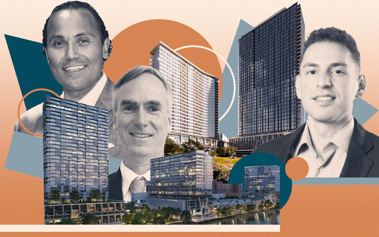 McLaurin Development Partners' Zeb McLaurin, Lendlease’s Ted Weldon and DAC Development’s Adam Rezko with Riverline and Southbank residential towers
