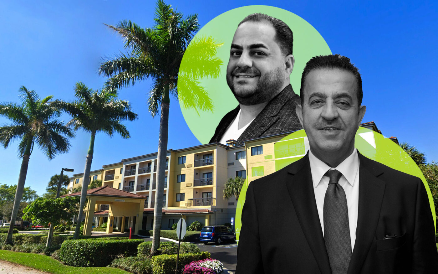 MHS Group’s Malik Abdulnoor and Thrive Hospitality Group’s Sahir Malki with the Courtyard by Marriott at 620 North University Drive in Coral Springs