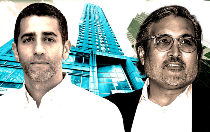 From left: Slate Property Group's Martin Nussbaum and BentallGreenOak's Sonny Kalsi with 271 West 47th Street (Getty, Slate Property Group, Google Maps)