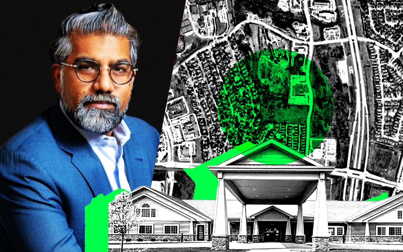 Build Senior Living's Shahid Imran and 7000 Harris Parkway (Getty, Google Maps, Build Senior Living)
