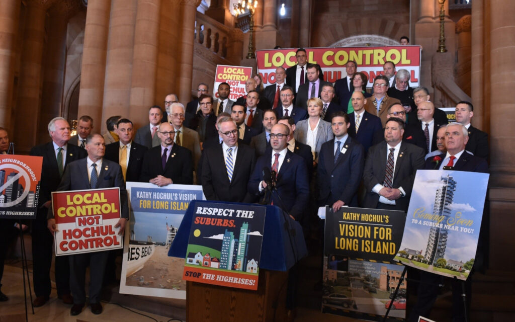 Assemblyman Ed Flood (R,C-Port Jefferson) at a press conference today, March 20, 2023