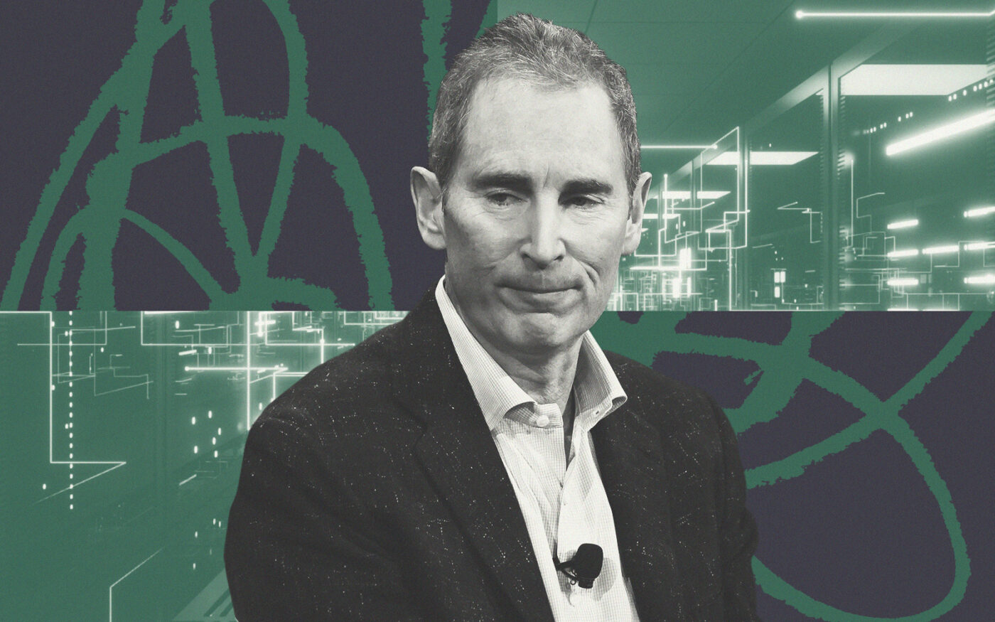 Amazon's Andy Jassy; data center; scribbles